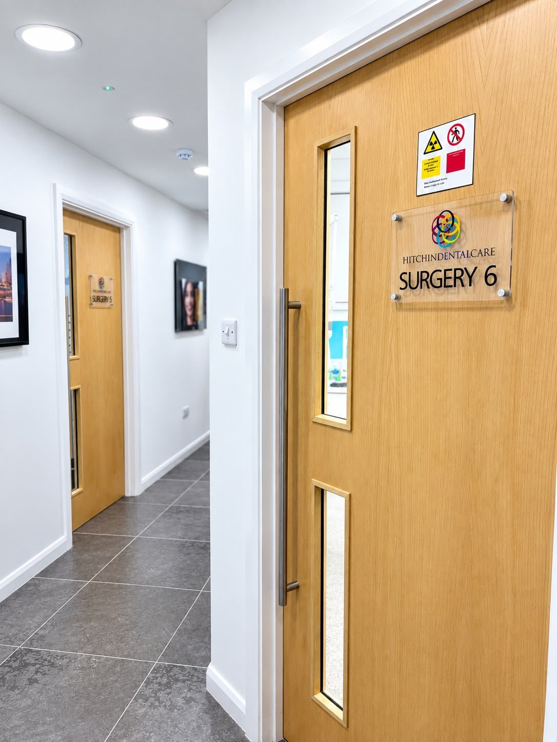 The corridor to the treatment rooms at Hitchin Dental Care